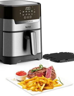 Tefal Fritteuse Easy Fry & Grill Deluxe, 2-in-1 Heissluftfritteuse & Grill, 1400 W, für bis zu 6 Personen, 8 Programme, energiesparend, ohne Öl. EY505D