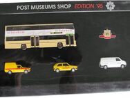Post Museum - Edition 1995 - Telekom, Postbank, BVG & Postkurier - Bus Man, Caddy, Golf All & T4-4er Set & Pin - von Wiking - Doberschütz