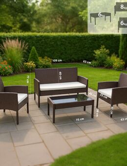 Gartenmöbel Polyrattan Sitzgruppe „Ramunda“ – Braun - Göppingen