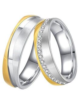 DOOSTI Trauring Schmuck Geschenk Edelstahl Trauring Ehering Partnerring LIEBE, wahlweise mit oder ohne Zirkonia