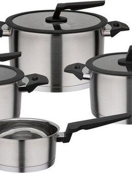 GSW Topf-Set APART, Edelstahl 18/8 (Set, 9-tlg., je 1 Fleischtopf 16/20/24 cm, 1 Stieltopf 16 cm), Induktion