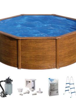 my POOL BWT Rundpool (Set, 5-tlg), in moderner Holzoptik, Höhe 120 cm, verschiedene Größen