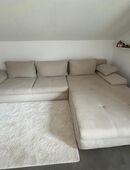 Eckcouch ausziehbar mit Bettkasten in beige in 83435