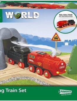 BRIO® Spielzeug-Eisenbahn BRIO® WORLD, Batterie-Dampflok Set, FSC® - schützt Wald