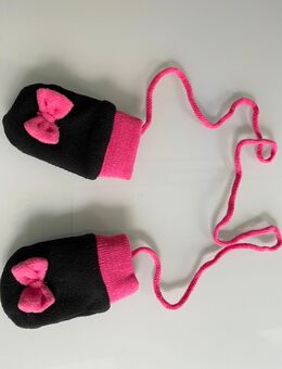 Mädchen Baby Handschuhe Winter Rosa Schwarz Schleife gefüttert Länge Marke: dopodopo ca. 12 cm, ca. 3 - 12 Monate - Albstadt