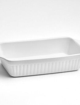 van Well Auflaufform Backform rechteckig, 36 x 20 x 7,4 cm, mit Rillenstruktur, Keramik, (1-St), weiß, spülmaschinen- und mikrowellenfest