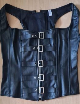 Korsage Punk Gothic in schwarz PU Leder mit Schnallen und Reißverschluss / Größen 0XL und 1XL - Marl (Nordrhein-Westfalen)