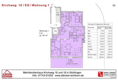 4 Zi. EG mit Terrasse ca. 107 m²-Wohnung 1-Kirchweg 16-79780 Stühlingen