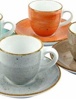 CreaTable Espressotasse Kaffeetasse VINTAGE NATURE, Porzellan, Tassen Set, 4 Tassen, 4 Untertassen