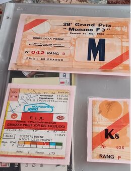 Formel 1 Eintrittskarte Grand Prix 1986 MONACO - Kostete 300 Francs Formel 1 Eintrittskarte Grand Prix 1986 HOCKENHEIM - 130 DM + - Oberderdingen