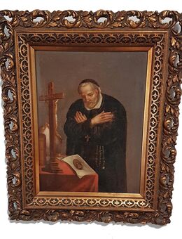 Heiliger Vinzenz von Paul Antik Ölgemälde Maria Mitra Kruzifix Depaul Kloster - Nürnberg