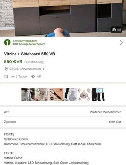 Vitrine + Sideboard 550VB - Grevesmühlen