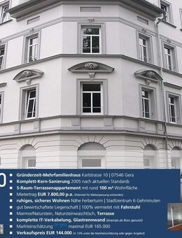 TOP :: 5-Zimmer-Terrassenappartement | Terrasse, Glaswand, IT-Ausstattung - Gera