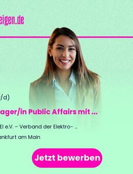 Manager/in Public Affairs mit Schwerpunkt Digitalisierung Gesundheit (w/m/d) - Frankfurt (Main)