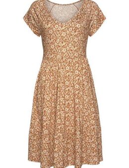 Buffalo Jerseykleid mit Blümchenprint und V-Ausschnitt, Sommerkleid, Strandkleid