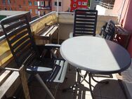 Terrassenmöbel KETTLER ELBA, Tisch rund und 3 Hochlehner Stühle mit Auflagen, anthrazit. - Osnabrück Zentrum
