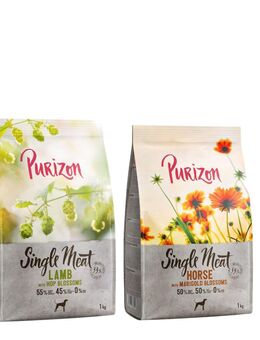 Purizon Probierpaket 2 x 1 kg - Single Meat: Pferd mit Ringelblumen, Lamm mit Hopfenblüten