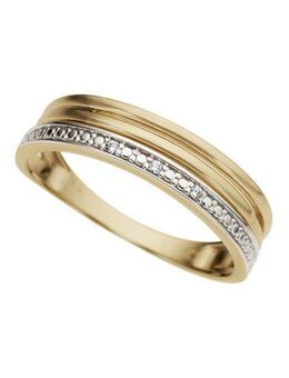 Firetti Diamantring Schmuck Geschenk Gold 333 Bicolor in mehrreihiger Stäbchen-Optik, mit Brillanten