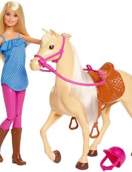 Barbie Anziehpuppe Pferd mit Puppe, Spielset