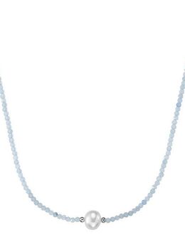 Smart Jewel Collier mit Stein-Kugeln + Muschelkern-Perle, Silber 925