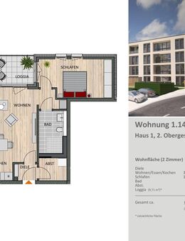 Stilvoll wohnen in Bergisch Gladbach -2-Zimmer Wohnung im 2.Obergeschoss mit Loggia zum Wohlfühlen - Bergisch Gladbach