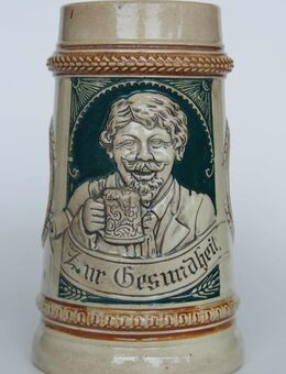 Bierkrug mit Trinklied-Vers u. schönem Relief, ca. 20er-Jahre oder älter - Münster