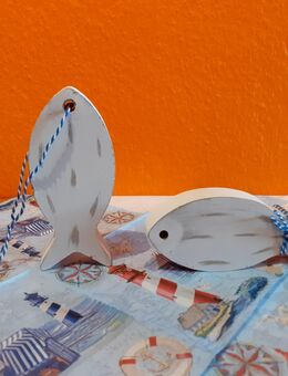 %%...Shabby Deko Fisch weiß Holz maritime Deko Sommer Strand Meer - Rheinbach