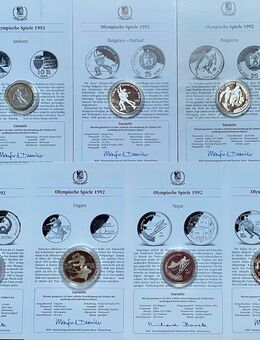 7 Silbermünzen Olympische Spiele 1992 Albertville 149 g Feinsilber - Mannheim
