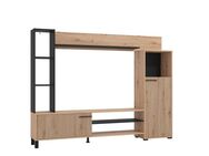 INOSIGN Wohnwand Retimno, inkl. Highboard, TV-Board, Standregal und Wandregal, (Komplett-Set, 4-St), 208 cm, Trendfarben, mit dekorativen schwarzen Streifen, TV bis 58'