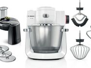 BOSCH Küchenmaschine Serie 6 MUMS6EW13D, Durchlaufschnitzler, Edelstahlschüssel, weiß, 1600 W, 5,5 l Schüssel, 7 Stufen, 3 Scheiben, Knethaken/Rühr-/Silikonbesen, spülm.fest