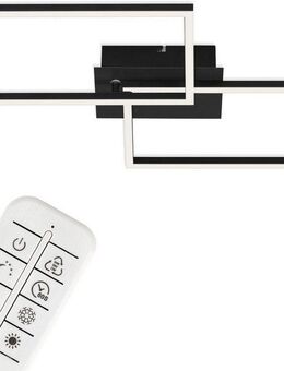 Briloner Leuchten LED Deckenleuchte 3149015 FRAME, CCT - über Fernbedienung, Nachtlichtfunktion, Timerfunktion, LED fest integriert, Kaltweiß, Neutralweiß, Tageslichtweiß, Warmweiß, Deckenlampe, 50x38,8x7,8cm, Schwarz, 30W, Wohnzimmer, Schlafzimmer