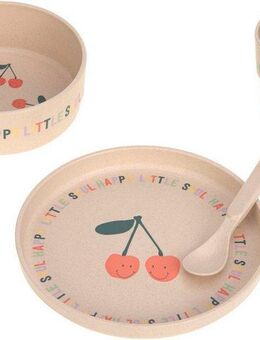 LÄSSIG Kindergeschirr-Set Happy Fruits, Cherry (4-tlg), 1 Personen, Polypropylen, Zellulose