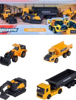 majORETTE Spielzeug-LKW Volvo Geschenkset - Baustellenfahrzeuge 4er, (Set, 4-tlg), exklusiv nur in diesem Set erhältlich: Kipplaster