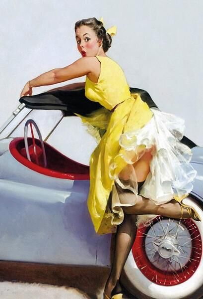 Schönes Blechschild Pin Up Girl mit Oldtimer Metallschild 20x30 cm - Berlin