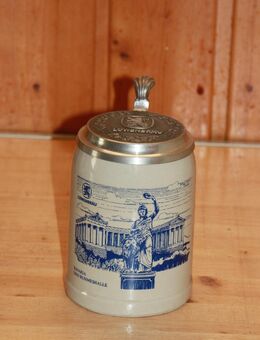 Löwenbräu Bavaria und Ruhmeshalle mit Deckel Steinzeug Steingut Keramik 0,5L neuwertig - Borken