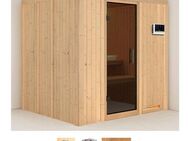 Karibu Sauna Dima, BxTxH: 196 x 170 x 198 cm, 68 mm, (Set) 3,6-kW-Bio-Plug & Play Ofen mit externer Steuerung