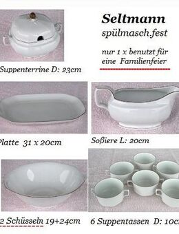 Suppenterrine, 6 Suppentassen - 1 Platte - 2 Schüsseln - 1 Soßiere von SELTMANN - Nürnberg