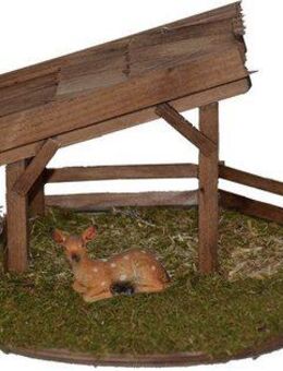 Alfred Kolbe Krippen-Zubehör Weihnachtsdeko (Set, 4tlg), Unterstand mit Reh, Hirsch und Kitz