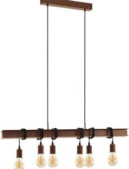 EGLO Pendelleuchte TOWNSHEND 4 Hängeleuchte, Stahl, Rostoptik, Retro, Vintage, E27, ohne Leuchtmittel, antik-braun, Metallbalken, Esszimmer, 6 flammig, 110x100,5x7cm