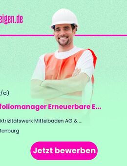 Portfoliomanager Erneuerbare Energien - Wirtschaftsingenieur, Ingenieur (m/w/d) Fachrichtung Elektrotechnik, Energiewirtschaft, Energietechnik o. ä. - Offenburg
