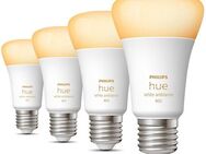 Philips Hue LED-Leuchtmittel White Ambiance E27 Viererpack 4x570lm 60W, E27, 4 St., Warmweiß, CCT-Farbtemperatursteuerung - warmweiß bis tageslichtweiß