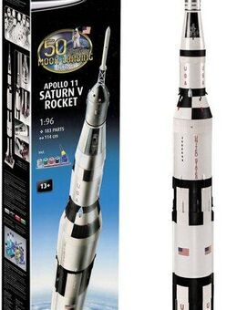 Revell® Modellbausatz Apollo 11 Saturn V Rocket, Maßstab 1:96, Jubiläumsset mit Basis-Zubehör, Made in Europe