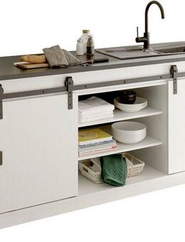 Home affaire Spülenschrank Sherwood Breite 201 cm, mit Scheunentorbeschlag aus Metall