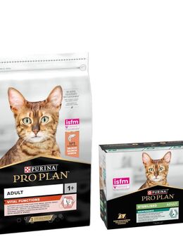 PURINA PRO PLAN Trockenfutter + 10 x 85 g Sterilised Adult Maintenance gratis! - 10 kg Adult Vital Functions Lachs
