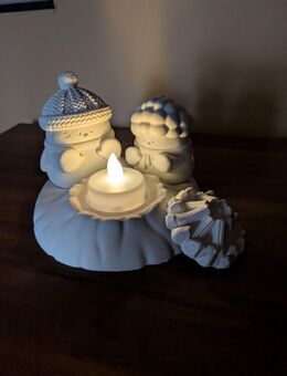 Keramik Teelichthalter Winterfiguren Weihnachten - Heideblick