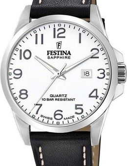 Festina Quarzuhr Swiss Made Collection F20025/1, Armbanduhr, Herrenuhr, Damenuhr, Swiss Made, Lederarmband, Datum