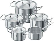 Zwilling Topf-Set Classic, Edelstahl 18/10 (Set, 9-tlg., Bratentopf 20 cm, je 1 Kochtopf 16/20/24 cm, Stieltopf 16 cm), Sandwichboden, sehr gute Wärmeverteilung, Stay-Cool-Griffe