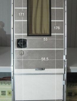Hymer Wohnmobil Aufbautür 171 x 53 mit Rahmen und Schlüssel gebraucht für B 550 (Eingangstür) - Schotten Zentrum