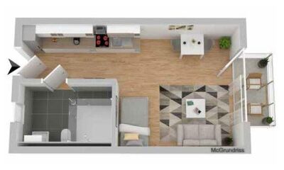 Erstbezug - 1-Zimmer-Apartment mit großem Balkon