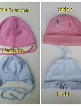Mütze hellblau Nicki, dunkles rosa Strick, 2x Newborn - Immenhausen